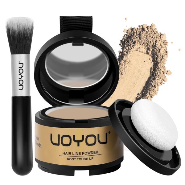 Root Touch Up Powder Instantly Conceals Hair Loss, Hairline Powder, Gray Root Cover Up Powder, Water & Sweat Resistant Hair Powder for Thinning Hair Men & Women, Includes Brush (Light Blonde)