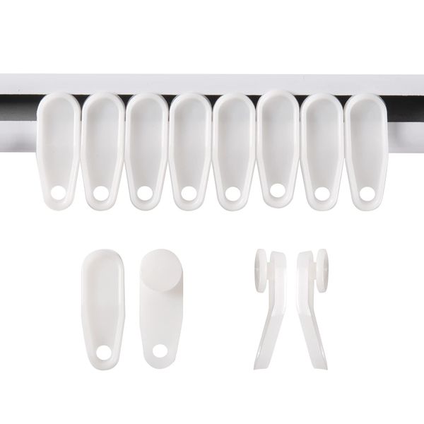 White Traverse Rod Slides Curtain Track Glider Hooks for Curtains(100 Pack)