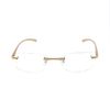 Henghao Reading Glasses Blue Light Cut Lightweight Aluminum Frame Rimless Reading Glasses Fashionable Reading Glasses Senior Glasses H6021 (Gold, +3.50)