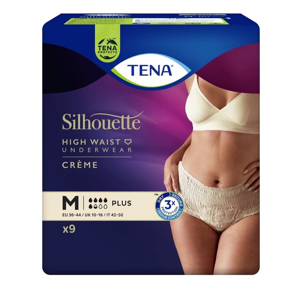 Tena Silhouette Plus Creme Incontinence Pants Medium, 9 Pack
