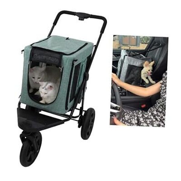 3 in 1 Dog Cat Stroller with Detachable Carrier Small Medium 10 30 50 Lbs 2