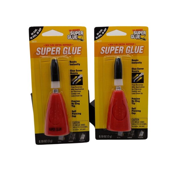 Lot 2 Precision Super Glue  0.10oz cyanoarcylate adhesive w/glue saver nozzle