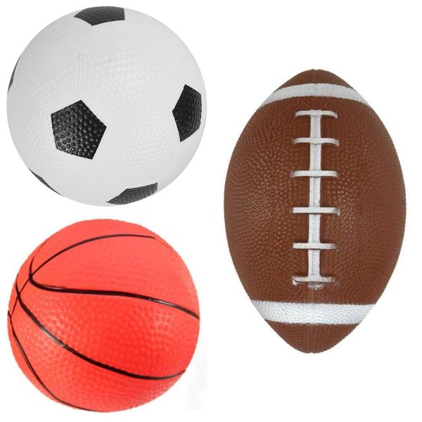 ADEPTNA Soft Inflated Mini Sports Balls Pack of 3 - American Football Rugby Balls Football and Basketball – Indoor Outdoor Soft Toys Children's Activities Fun