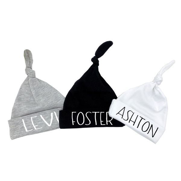 Boy's Personalized Newborn Knotted Baby Beanie Hat