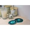 Genuine Teal Agate Coaster Pair - Gift Boxed