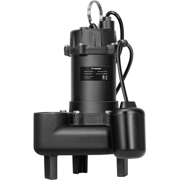 Submersible Sewage Pump Water Pump 3/4 HP Cast Iron W/Automatic Adjustable Float