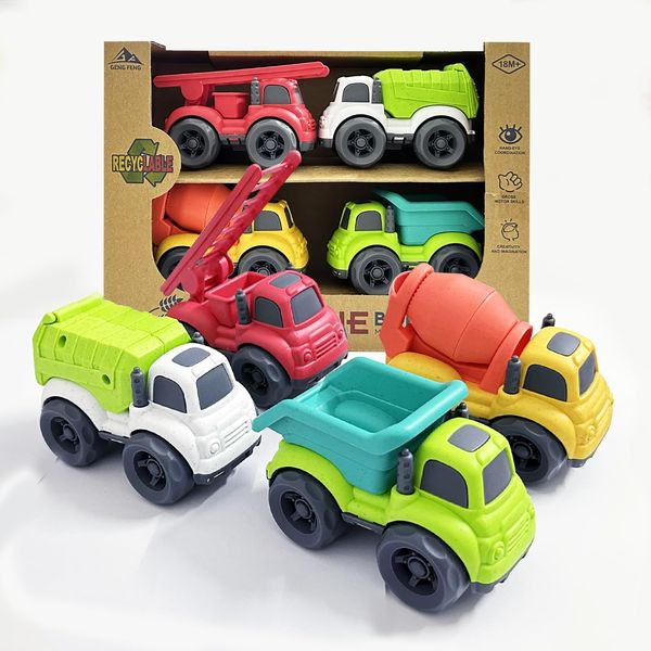 Toddler Car Toys for 1-3 Year Old, 4 Pcs Dump Truck Toys and Mixer Cement,BPA Free Outdoor Toys for Toddlers,Christmas Birthday Gifts for Toddler Boy Girl 3-4