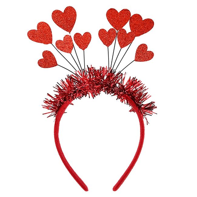 Valentine's Day Heart Headband Hair Bands Glitter Red Love Hair Hoop Boppers Hair Accessories Sequin Heart Shaped Hairband Cupid Headpiece For Women Girls Holiday Party Gift Decoration Supplies