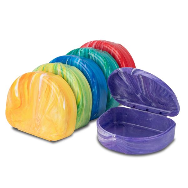 Marble Retainer Cases, Assorted Colors, Pack of 6