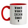 Winner Winner Chicken Dinner - 11oz - Ceramic Two-Tone Mug for Coffee/Tea - Red/White - One Size