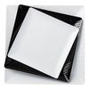 Exquisite Disposable-White-Plastic-Plates-Square Linear (40 Pack) Wedding Dinner Fancy Tableware Dishes (9 Inch., White) Single Size Set