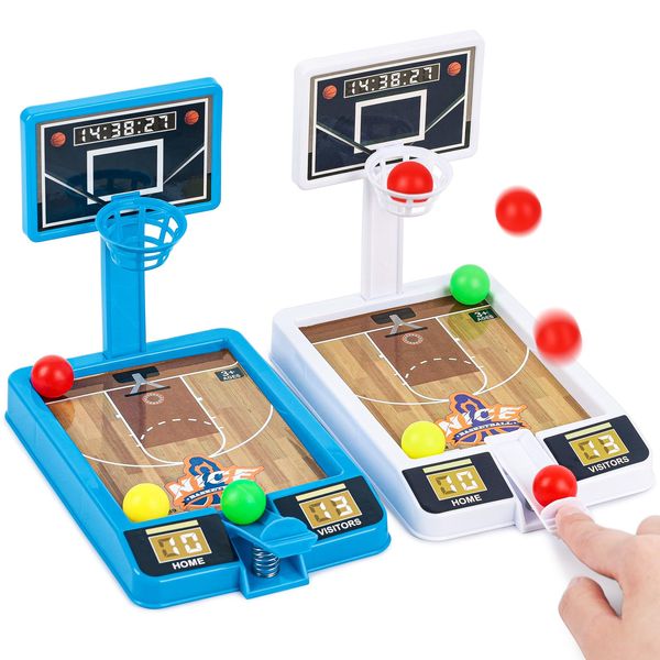 Shindel 2 Sets of Mini Basketball Game Toys, Tabletop Basketball Shooting Game Desk Games for Office Adult Boys Girls Birthday Gift