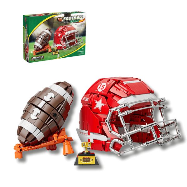 American Football Building Blocks Set Compatible with Soccer Lego, Football Stadium Toy, Gifts for Sports Football Fans and Players, Creative Activities for Kids Over 8 Years Old and Adults (1038pcs)