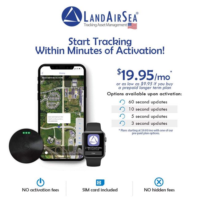 LandAirSea 54 GPS Tracker, - Waterproof Magnet Mount. Full Global Coverage.  4G LTE Real-Time Tracking for Vehicle, Asset, Fleet, Elderly and more.