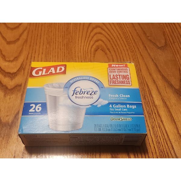 Glad Febreze 4 gal Fresh Scent Trash Bags Quick Tie 26 Bags Per pack