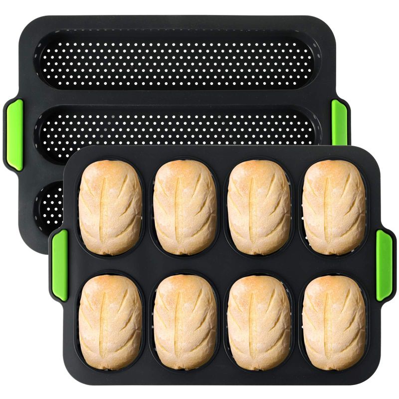 TOPZEA Set of 2 Silicone Baguette Pan, Nonstick French Bread Bake Mold ...