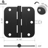Door Hinges Matte Black - 54 Pack Black Door Hinges 3.5 Inch Rounded Interior Do