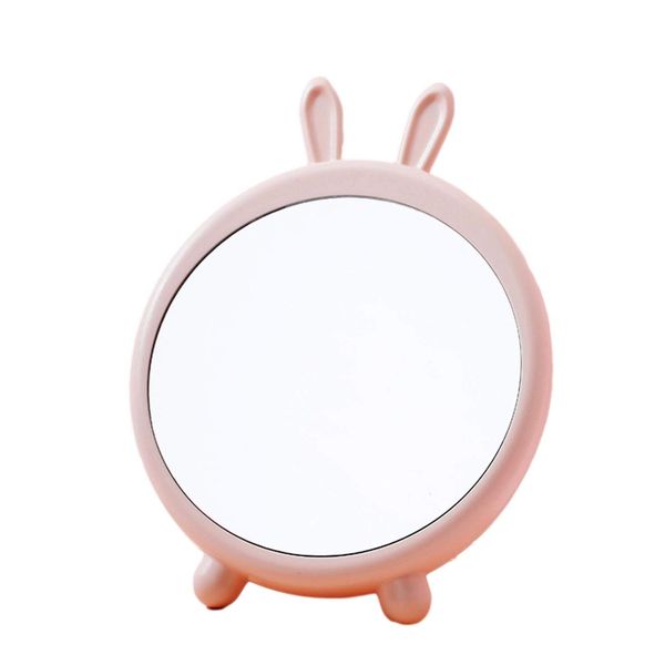 Queen-b Rabbit Desktop Mirror Stand, Mirror, Cute, Stylish, Interior Wall, Girls, Makeup Desk, Tabletop Gift, Present (Pink)