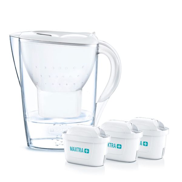 Brita Marella Water Filter Pitcher, Water Purifier, Filtration Capacity 0.3 gal (1.15 L), Total Capacity 0.6 gal (2.4 L), Includes 3 MAXTRA+ Cartridges