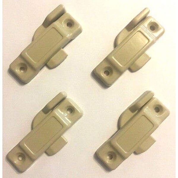 NEW 4-PACK UNIVERSAL SASH SWEEP WINDOW LOCK LATCH DURABLE SOLID COMPOSITE BEIGE