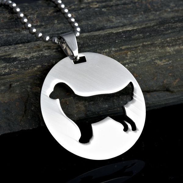 Stainless Steel Golden Retriever Silhouette Pet Dog ID Tag Breed Collar Charm Pendant Necklace