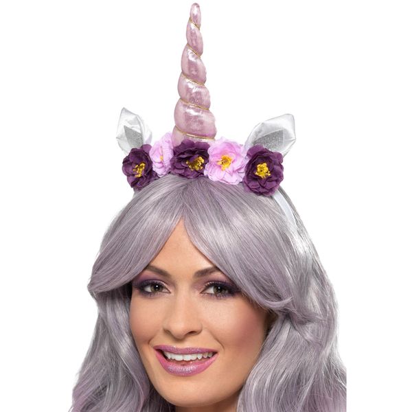 Smiffys Unicorn Headband, Multi-Coloured Adult, Party Animals Fancy Dress, Unicorn Dress Up Accessories