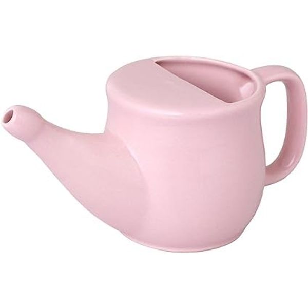 Ancient Impex Ceramic Neti Pot, Spill Proof with 5 Sachets Neti Salt, Microwave Safe - Pink Color, Holds 400 ML (8.4 FL Oz)