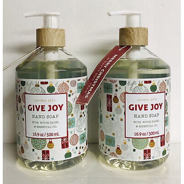 2-Pack Aroma Aria ~ Give Joy Hand Soap with Witch Hazel & Essential Oil 16.9 oz