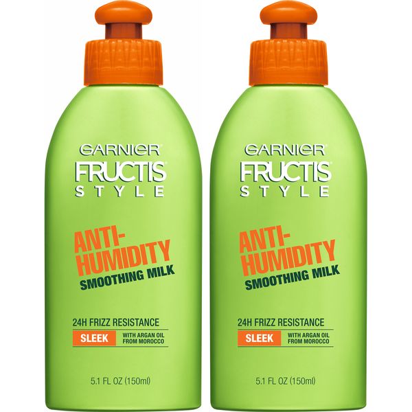 Garnier Fructis Style Anti-Humidity Smoothing Milk, All Hair Types, Sleek, 5.1 Fl Oz (Pack of 2)