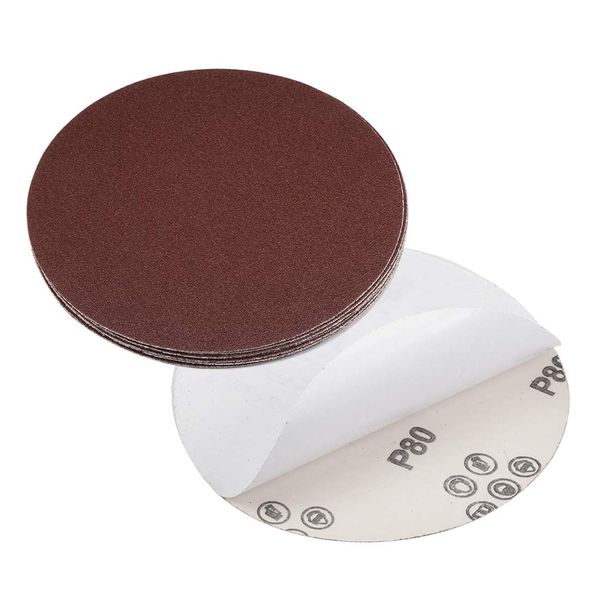 sourcing map 6" PSA Sanding Discs 80 Grit Self Stick Aluminum Oxide Sandpaper for Random Orbital Sander Wood Metal Auto Dry Polishing 10pcs