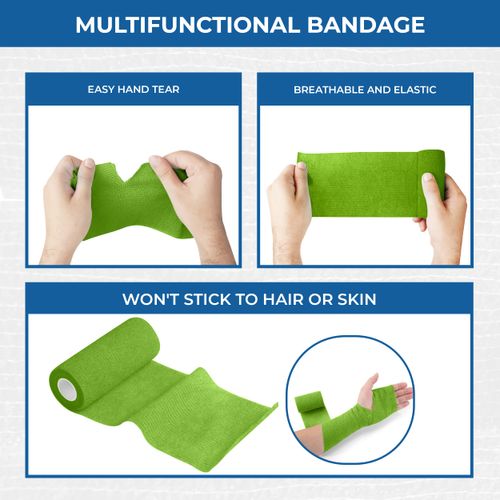 BANDVET WRAP Self Adhesive Bandage Wrap - Pack of 12 Assorted Colors, Non-Woven, Breathable & Water-Resistant Vet Wrap for First Aid, Sports Injury, Body Sprains, & Pets - 4 Inch x 5 Yards
