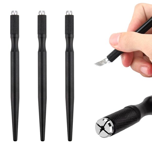 3 Pcs Microblading Pens Manual Tattoo Microblading Pen Holder Aluminum Permanent Makeup Pen Microblading Handles for Permanent Makeup Tattoo Supplies Tool