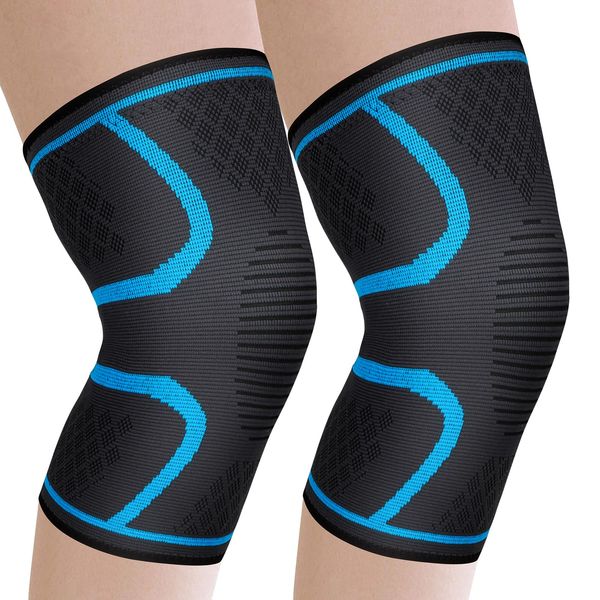 Molsdon Knee Support for Women/Men 2 Pack, Knee Brace Compression Sleeve Support for Arthritis, Knee Pain, Meniscus Tear, ACL, MCL, Joint Pain Relief, Running, Sports, Squats