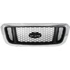 Evan-Fischer Grille Assembly Compatible with 2004-2005 Ford Ranger Honeycomb Insert Chrome Shell/Painted Argent Insert