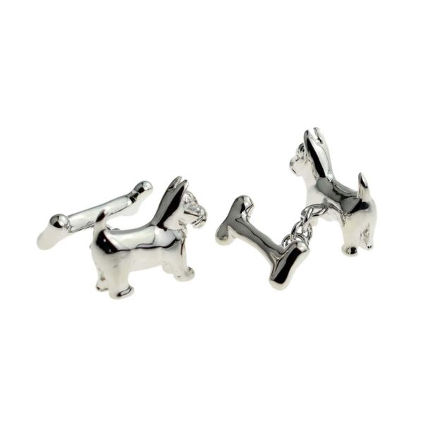 Dog and Bone Chain Style Cufflinks in a Personalised Engraved Cufflink Box