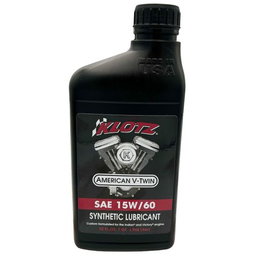Klotz American V-Twin Synthetic Motorcycle Oil Lubricant 15W-60 for Yamaha, Victory, Indian Wet Clutch & Integrated Transmission Engine | KV-1560, 4 Quarts Pack
