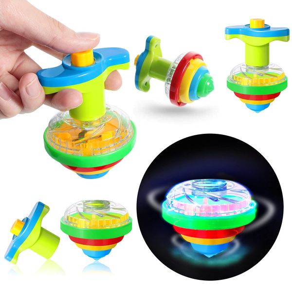 24 Pieces Light up Spinning Tops for Kids, LED Light up Flashing UFO Spinning Tops Gyroscope Novelty Bulk Stocking Stuffers for Birthday Party Favors Games Presents