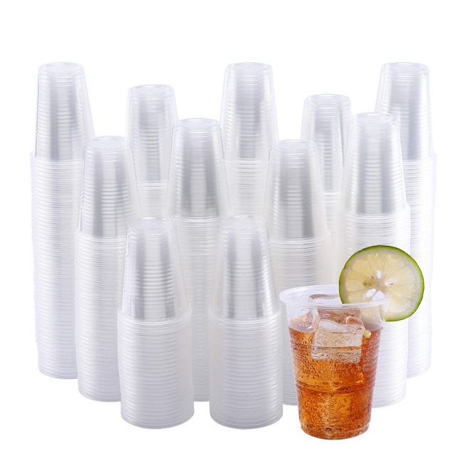 500 Pack - 9 oz. Clear Disposable Plastic Cups - Cold Party Drinking Cups 9  oz. 500 - Clear