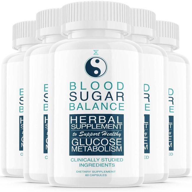 (5 Pack) Blood Sugar Balance Herbal Supplement, Official Formula, (300 Capsules)