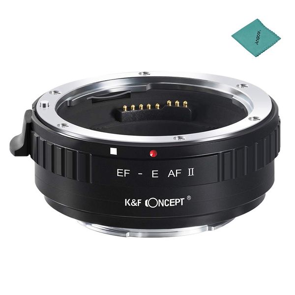 K&F CONCEPT EF-M Lens Adapter Ring 0.5s High Speed AF for EF to E-Mount Camera - Compatible with Sony A9/A7R2/A7M2/A6500/A6300/A7/A6000