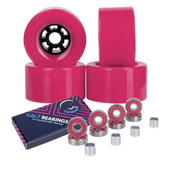 Cal 7 83mm 78A Cruiser Skateboard Wheels, Longboard Flywheel (Solid Pink)