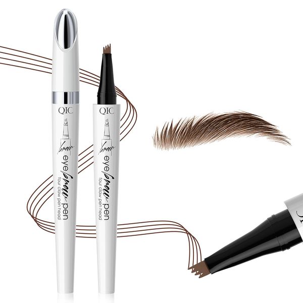 Magic Eyebrow Pencil - Microblading Eyebrow Pen with 4 Fork Tip - Waterproof Light Brown Eyebrow Pencil - Quick Dry Liquid Eye Brow Pencil Smudgeproof for Creating Natural Eyebrows