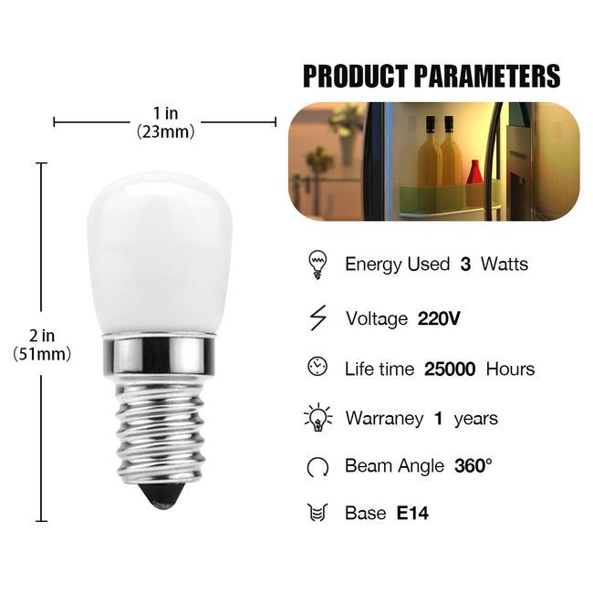 6pcs 3W E12 E14 LED Fridge Light Bulb Refrigerator Energy Corn