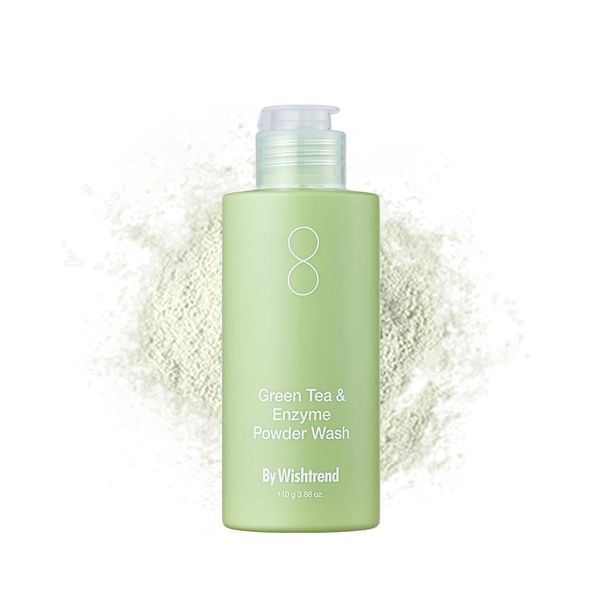 BY WISHTREND Green Tea & Enzyme Powder Face Wash, All-in-one, Hydrating daily facial cleanser and Gentle exfoliator for pores and blackheads (3.88 Ounce (Pack of 1))