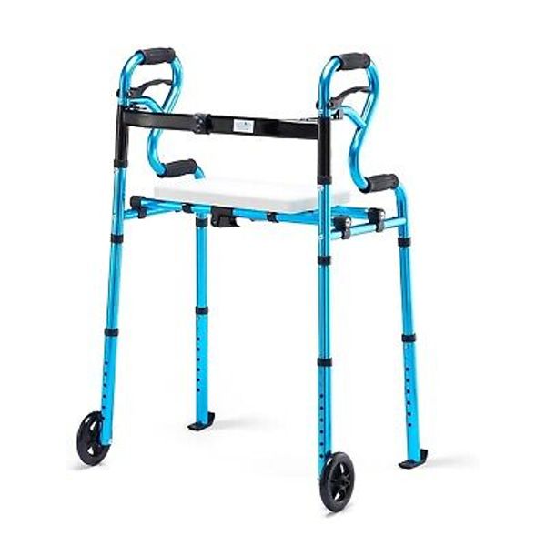 4 in 1 Folding Walker with Detachable Seat by Health Line Massage Products, W...