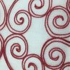 Red White Sheer Embroidered Scroll Panel Design Decorative Fabric Shower Curtain