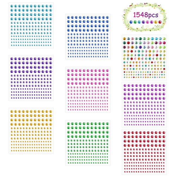 CHALA 1548STK Glitzersteine Selbstklebend Strasssteine zum Aufkleben Strasssteine Gesicht Glitzer Gems Diamanten Aufkleber Edelstein Bastelsteine für Fotorahmen Kinder Handwerke Grußkarten Makeup