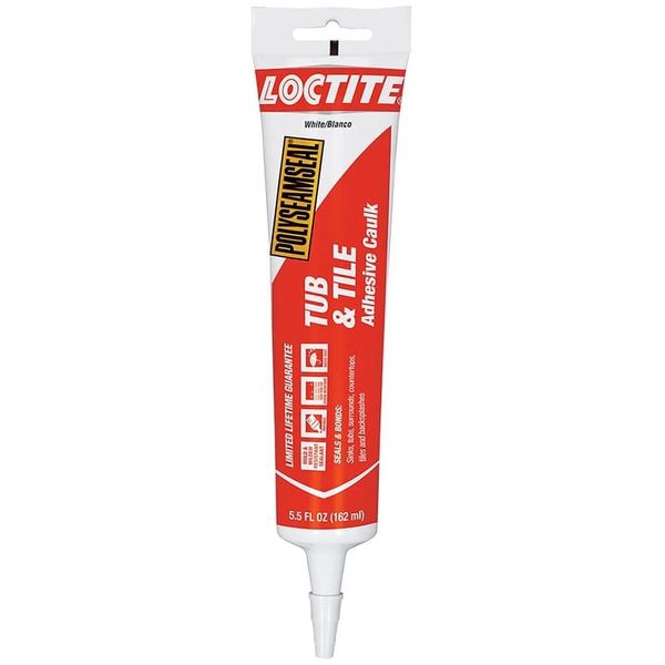 Loctite 1515861 Polyseamseal Tub and Tile Adhesive Caulk, 5.5-Ounce Tube, White