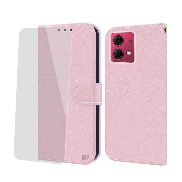 NP-Caser Case for Motorola Moto G84 5G Premium PU Leather Wallet Case [Stand Function] Cover Compatible with Motorola Moto G84 5G, Pink