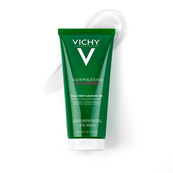 VICHY Phytosolution Wash Gel with Minerals and Probiotics, Removes Blemished Skin from Dirt and Excess Sebum, Mattifies and Counteracts Pimples and Enlarged Pores, Normaderm, 200 ml